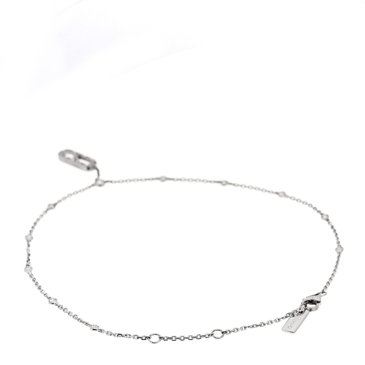 18K White Gold Diamond Move Uno Pave Anklet