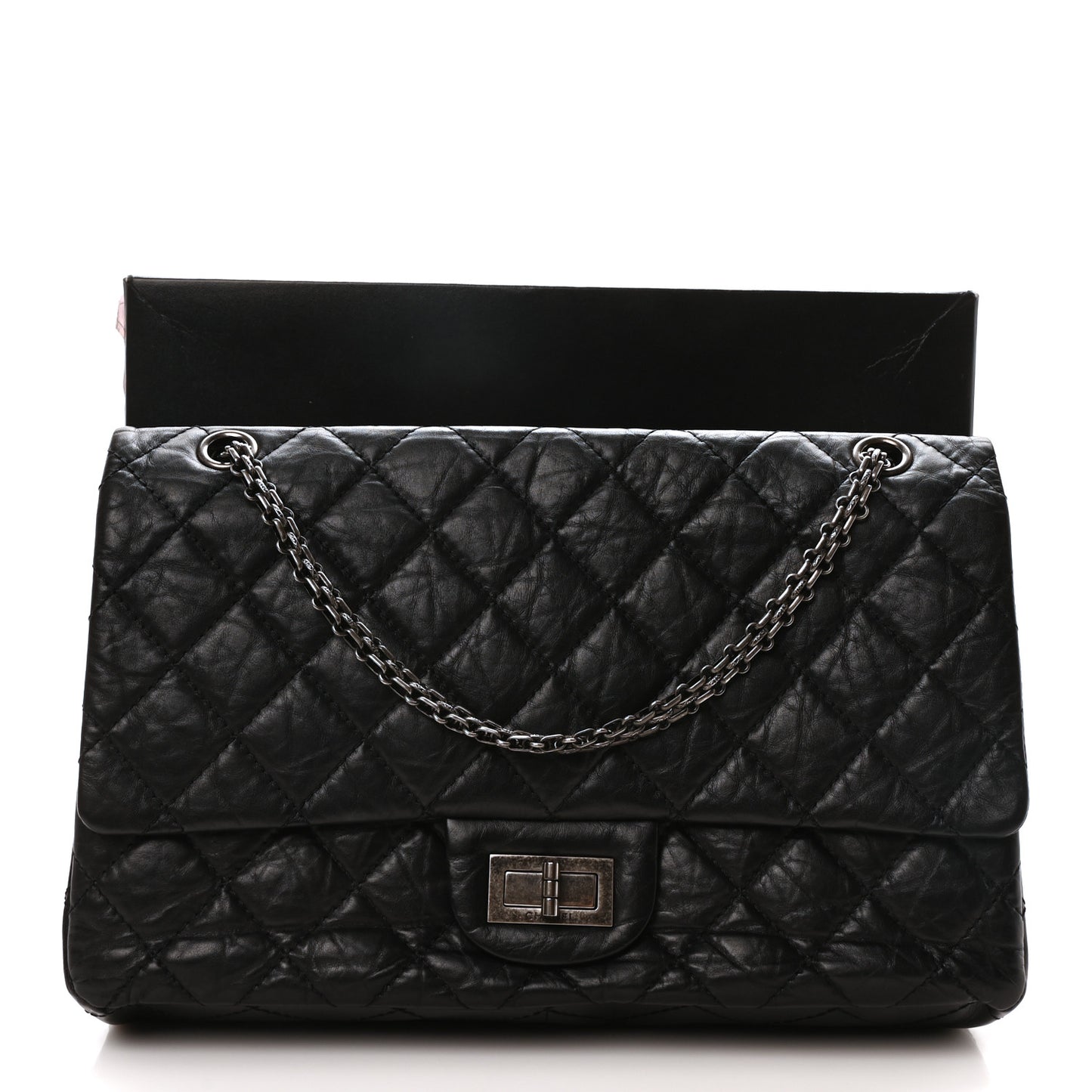 Aged Calfskin Quilted 2.55 Reissue 227 Flap Black