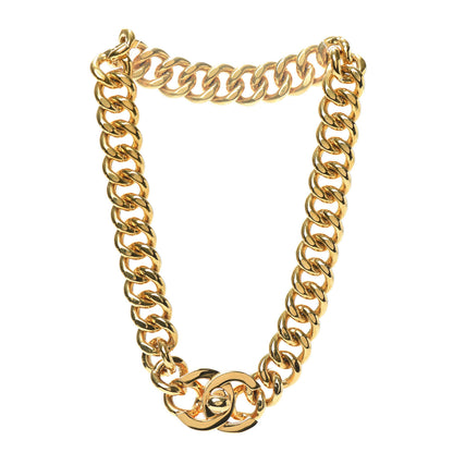 Chanel Chain Link CC Turn Lock Choker Necklace Gold 3 of 4
