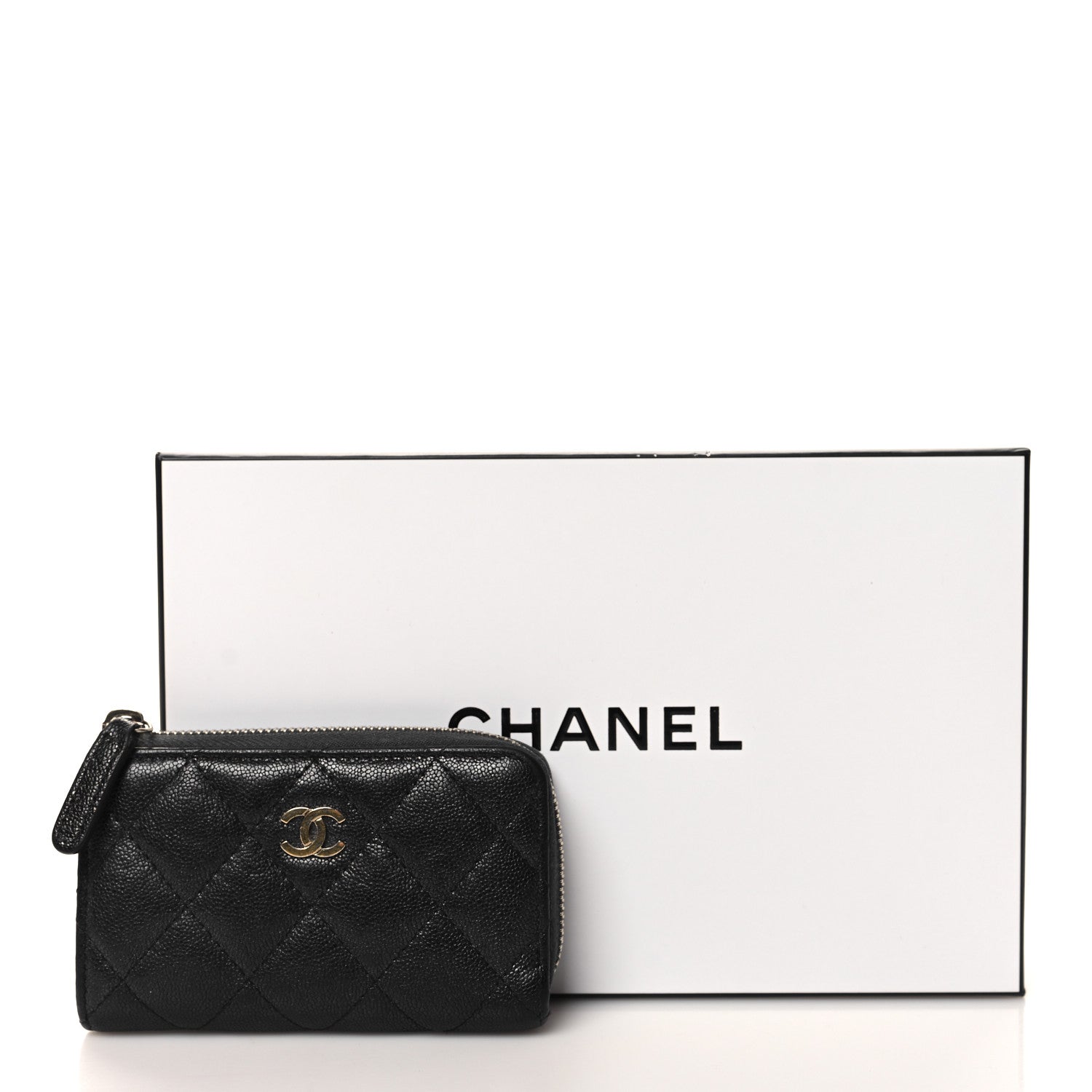 Chanel Iridescent Caviar Quilted Zipped Key Holder Case Black 8 of 8