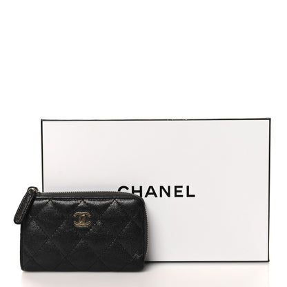 Chanel Iridescent Caviar Quilted Zipped Key Holder Case Black 8 of 8