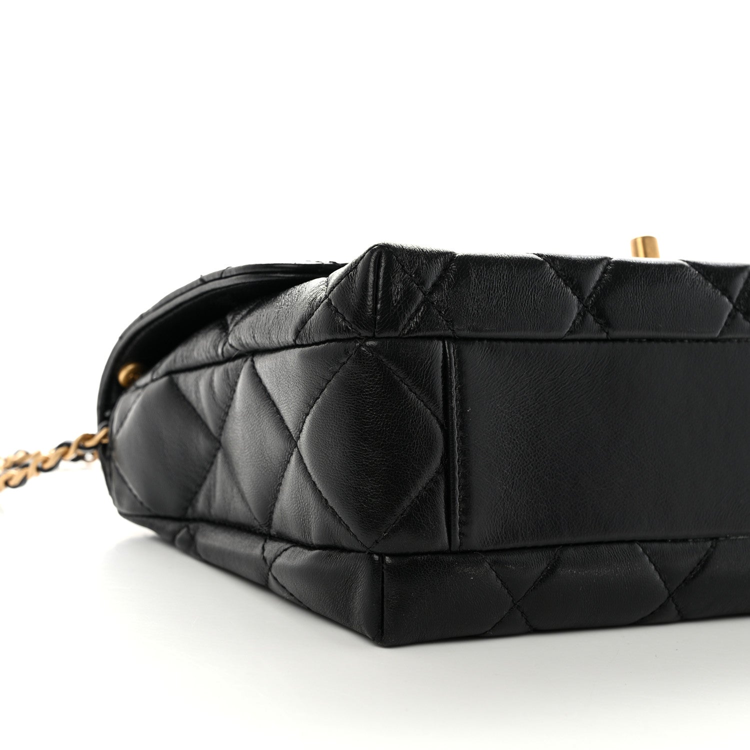 Chanel Lambskin Quilted Pearl Crystal Logo Flap Black 9 of 10