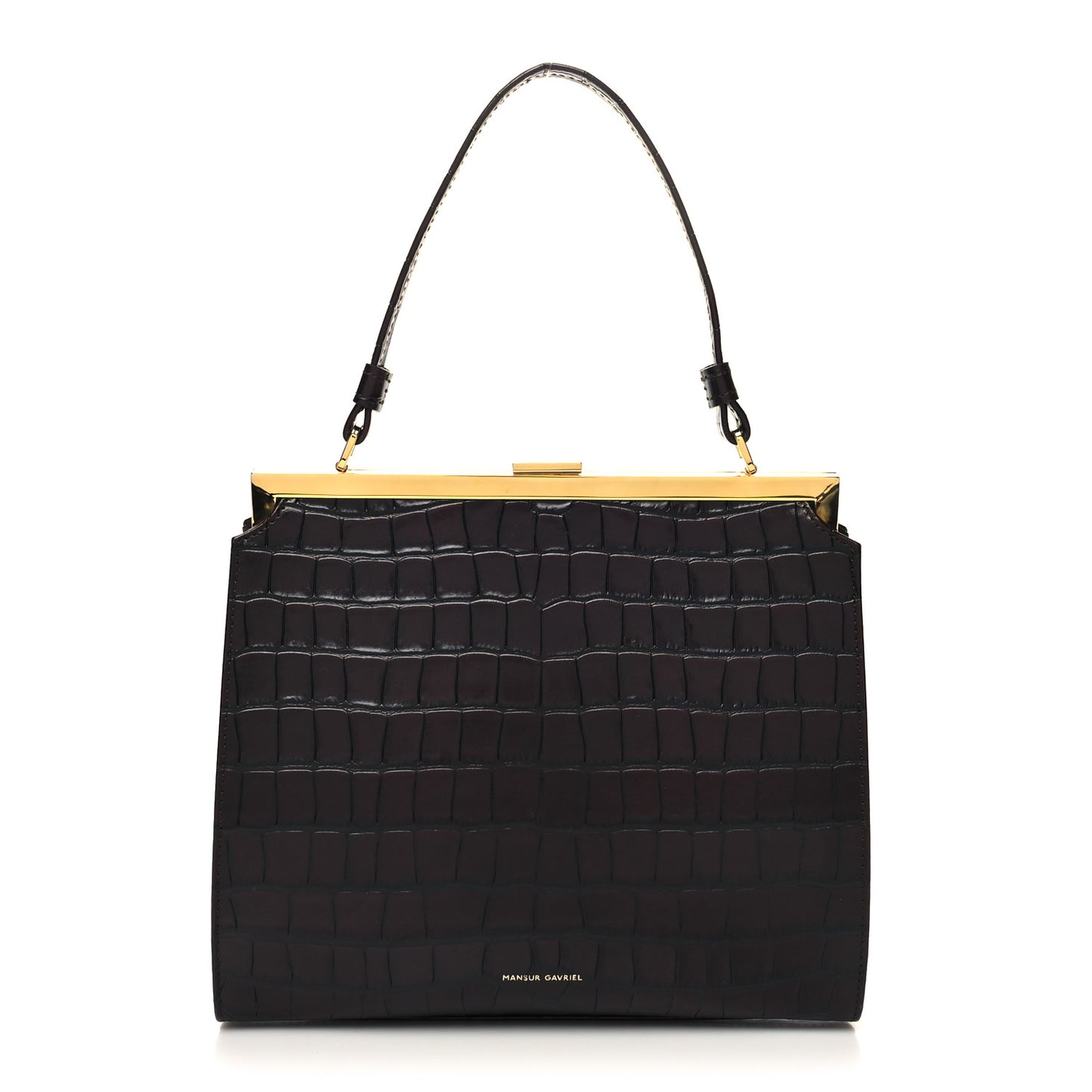 Crocodile Embossed Calfskin Elegant Top Handle Bag Class
