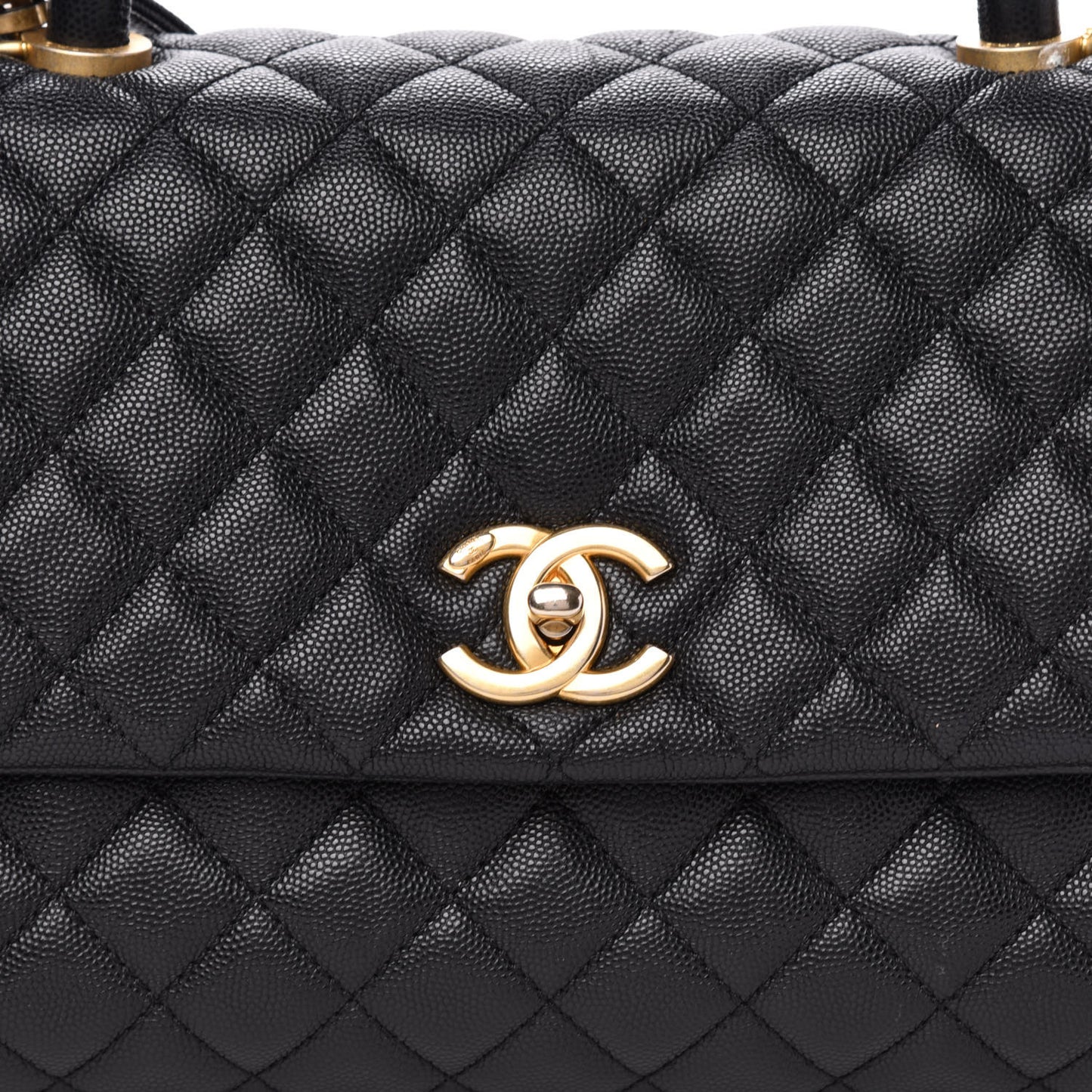 Caviar Quilted Small Coco Handle Flap Black