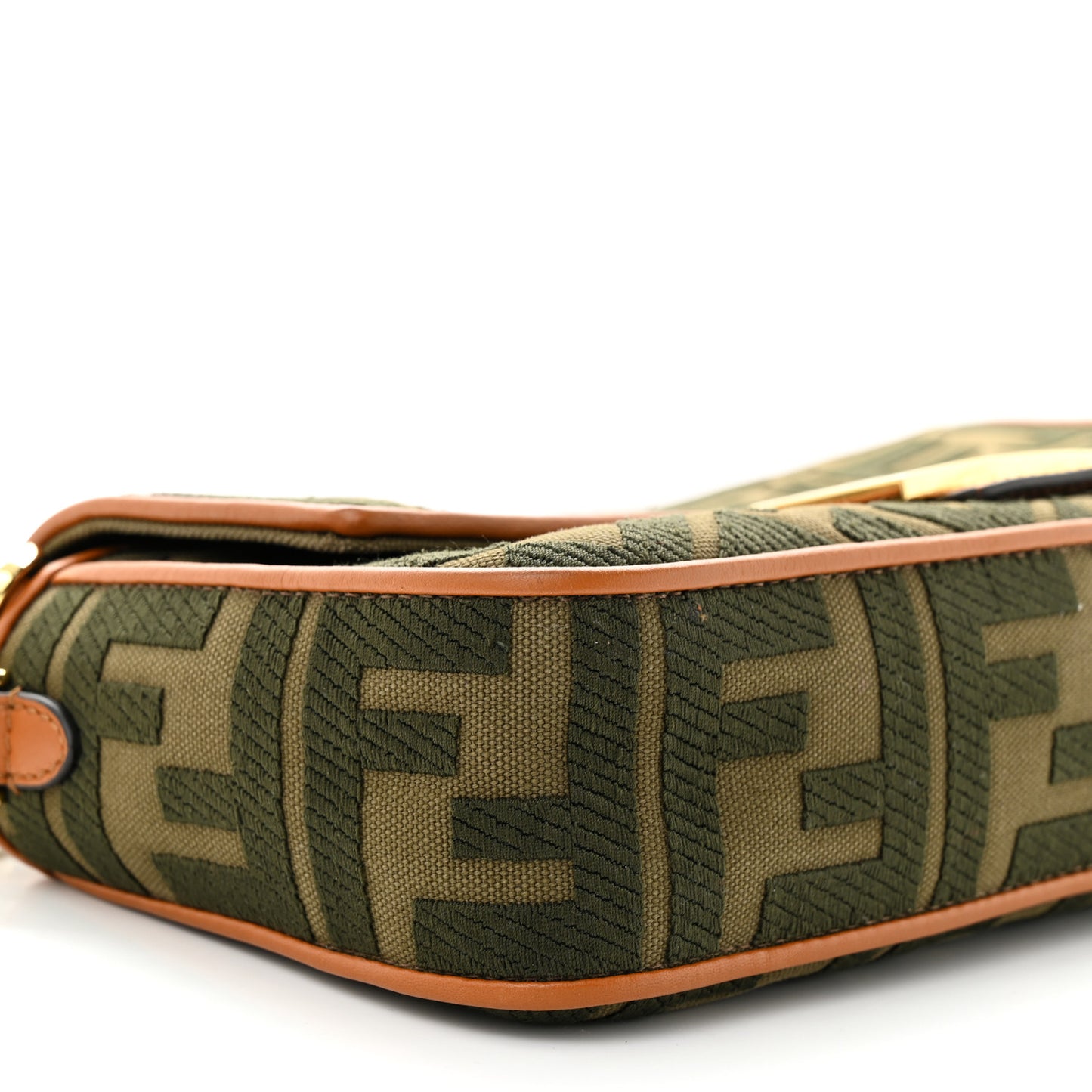 Canvas Vitello King FF Embroidered Baguette Amazzonia Cuoio