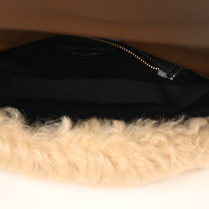Saint Laurent Shearling Calypso Crossbody Crema Naturel Dark Cigar 5 of 10