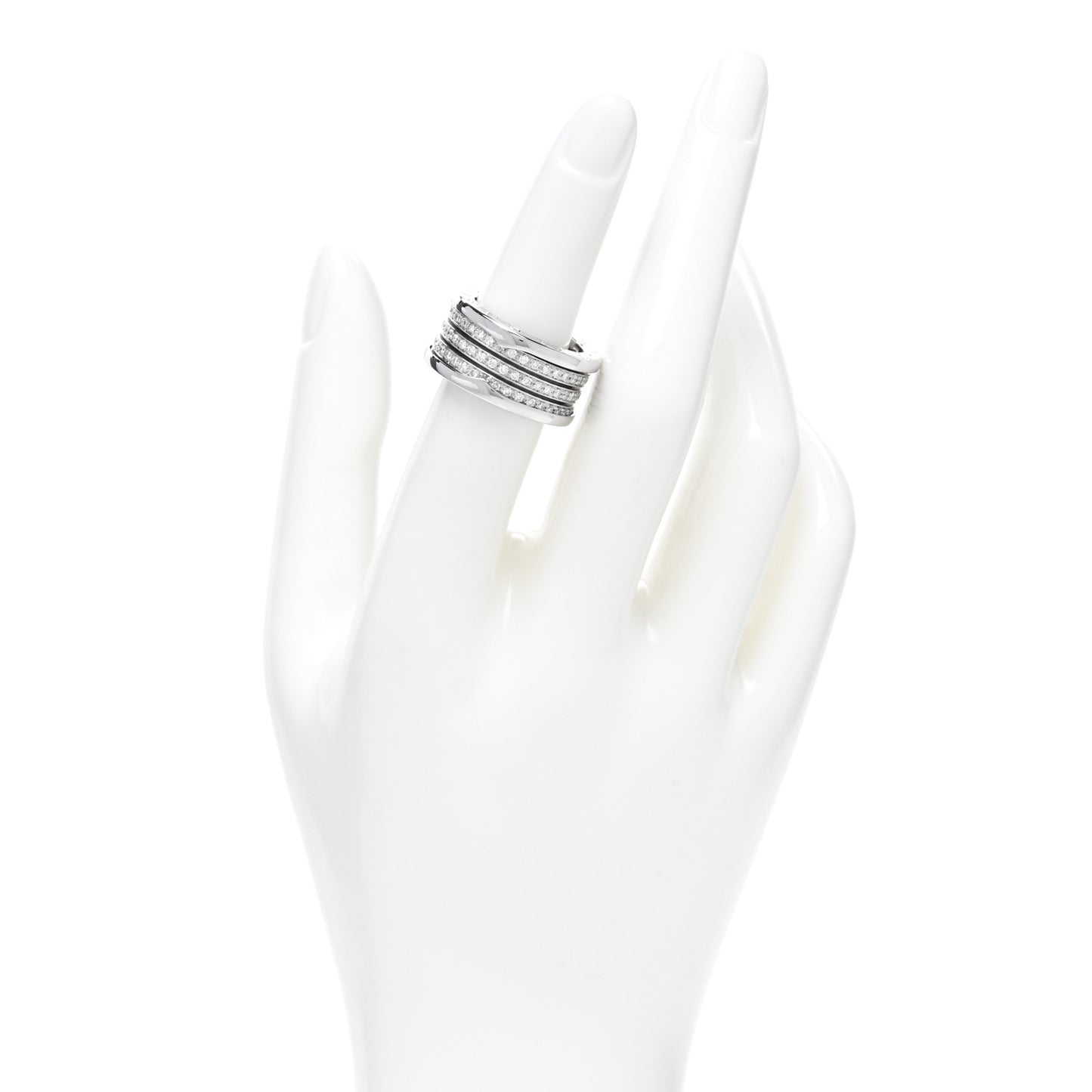 18K White Gold Diamond B.Zero1 Four-Band Full Pave Ring 53 6.25