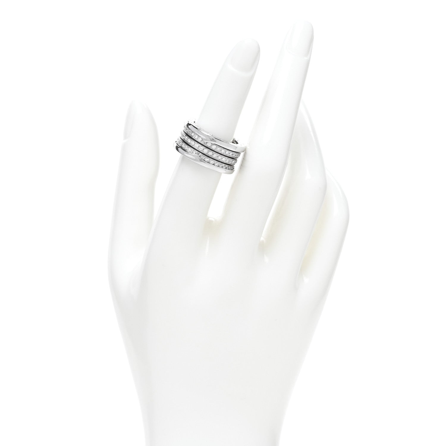 Bulgari 18K White Gold Diamond B.Zero1 Four-Band Full Pave Ring 53 6.25 2 of 5