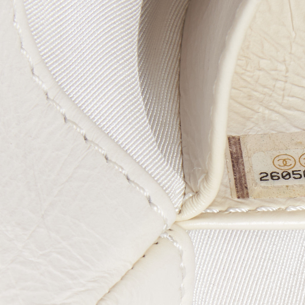 Aged Calfskin Stitched Shoulder Bag White