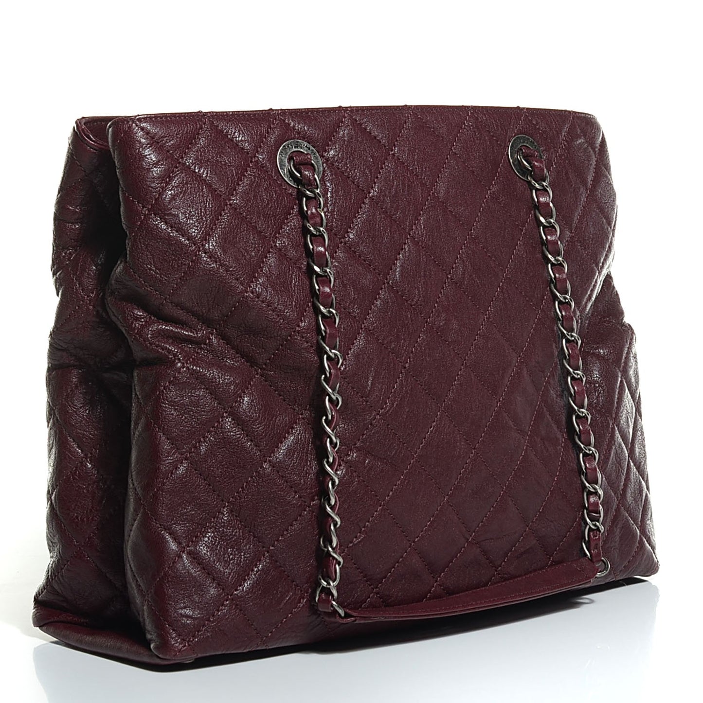 Distressed Lambskin Tote Burgundy