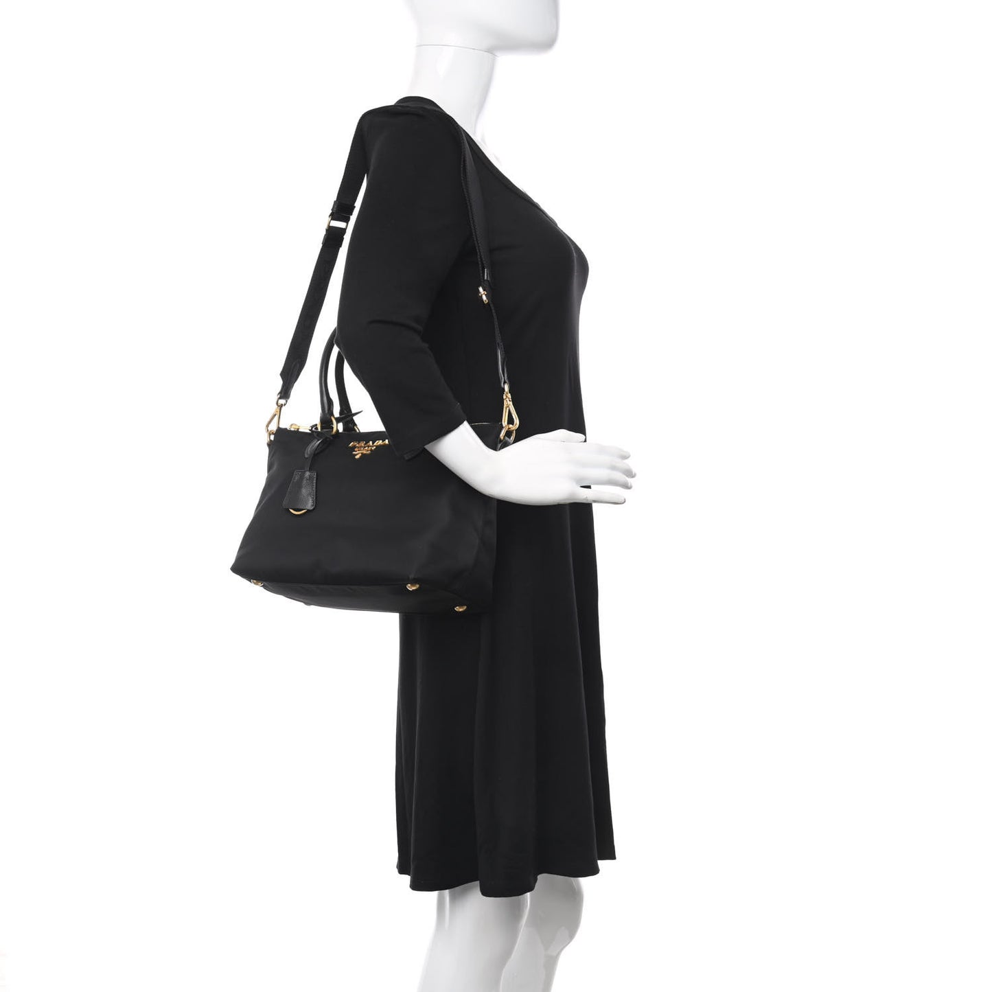 Tessuto Nylon Saffiano Small Satchel Black