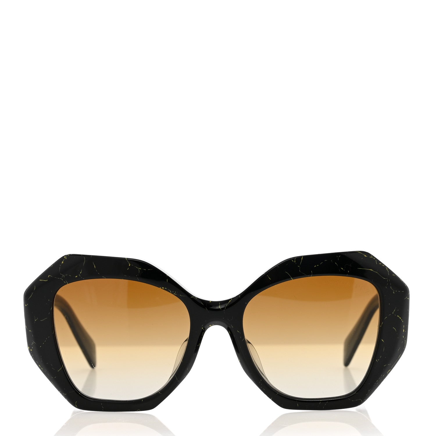 Prada Acetate Polarized Symbole Sunglasses SPR 16W-F Black Marble 2 of 6