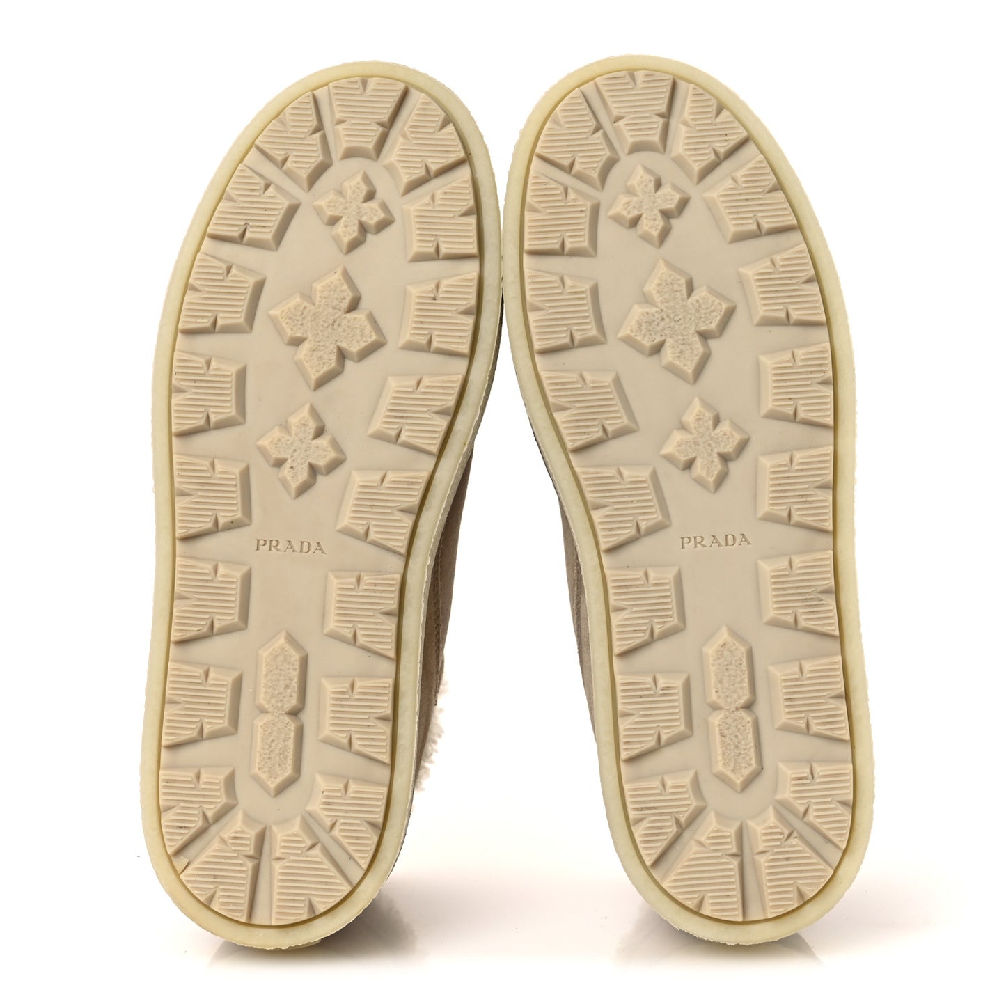 Suede Shearling Mid Top Sneakers 41 Ecru