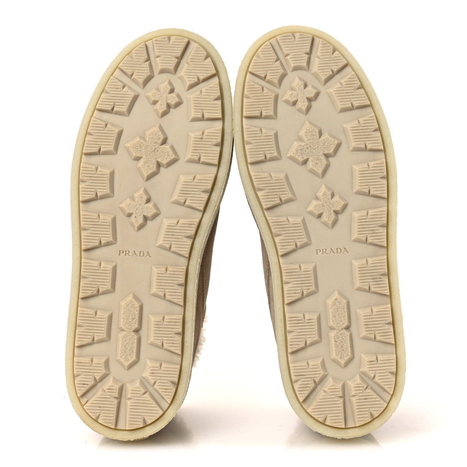 Prada Suede Shearling Mid Top Sneakers 41 Ecru 7 of 10