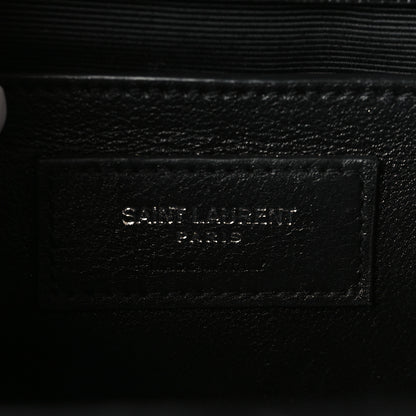 Saint Laurent Grain De Poudre Textured Mixed Matelasse Triquilt Medium Monogram Satchel Black 5 of 7