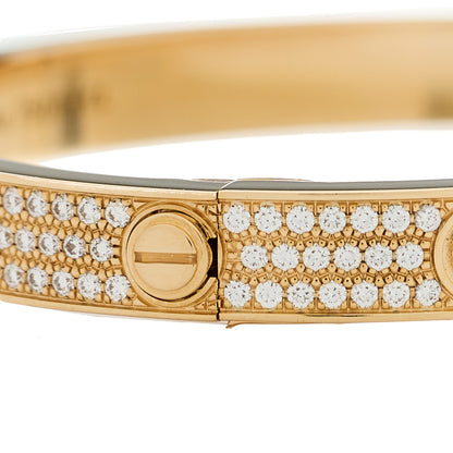 Cartier 18K Yellow Gold Diamond LOVE Paved Bracelet 18 4 of 9