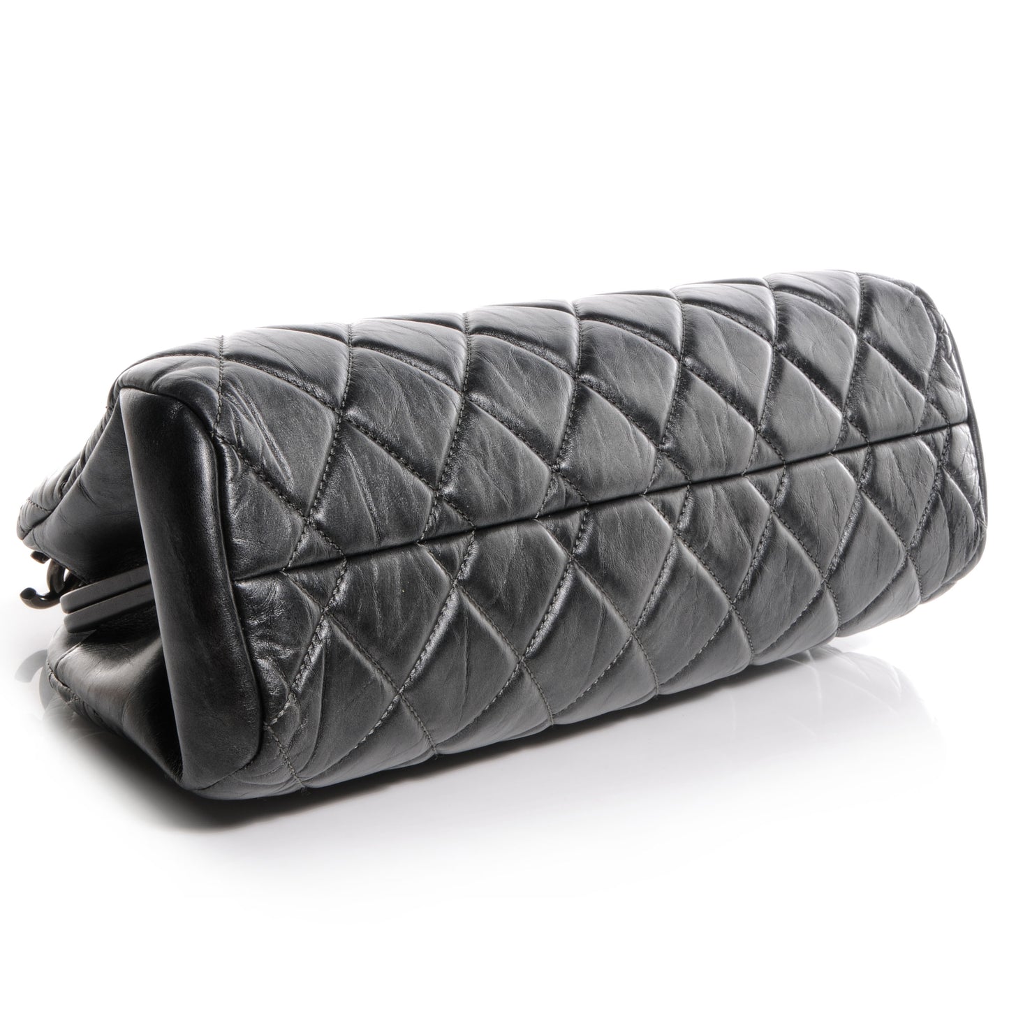 Aged Calfskin Medium Just Mademoiselle Metallic Grey
