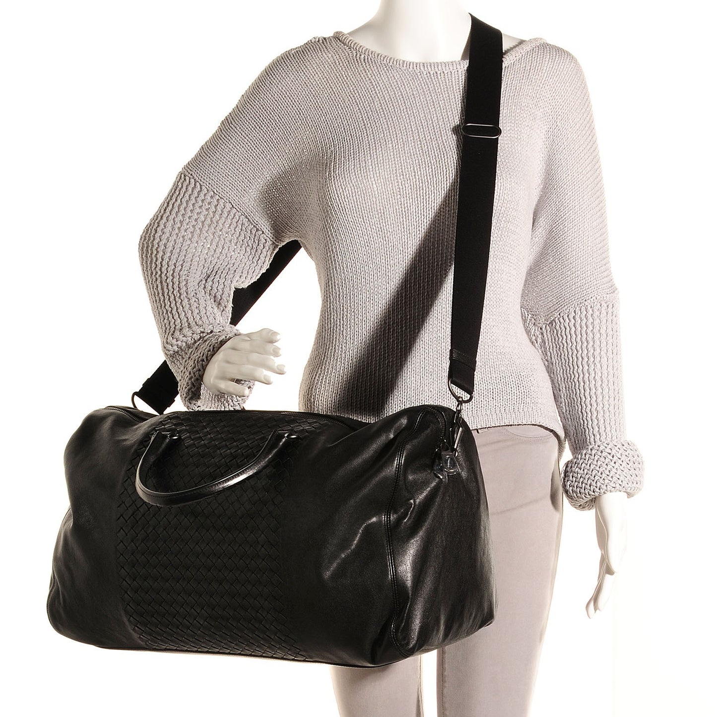 Washed Nappa Intrecciato Medium Duffel Nero Black