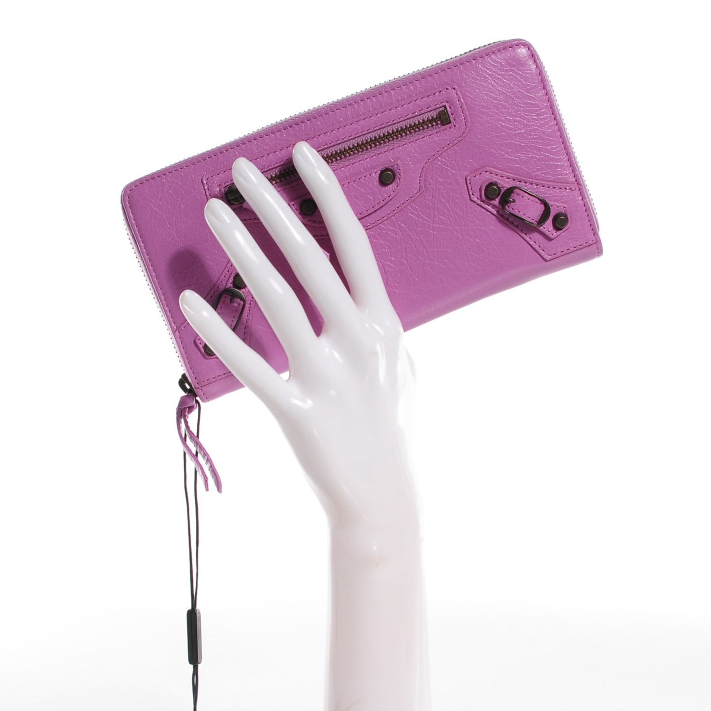 Agneau Classic Hardware Continental Zip Around Wallet Rose Berlingot