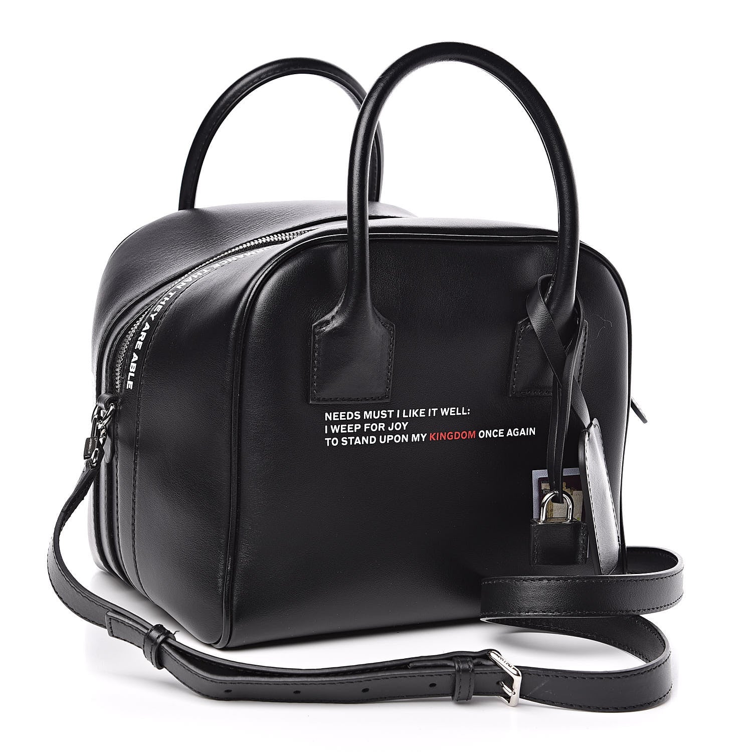 Burberry Smooth Calfskin Montage Print Small Cube Bowling Bag Black 3 of 12