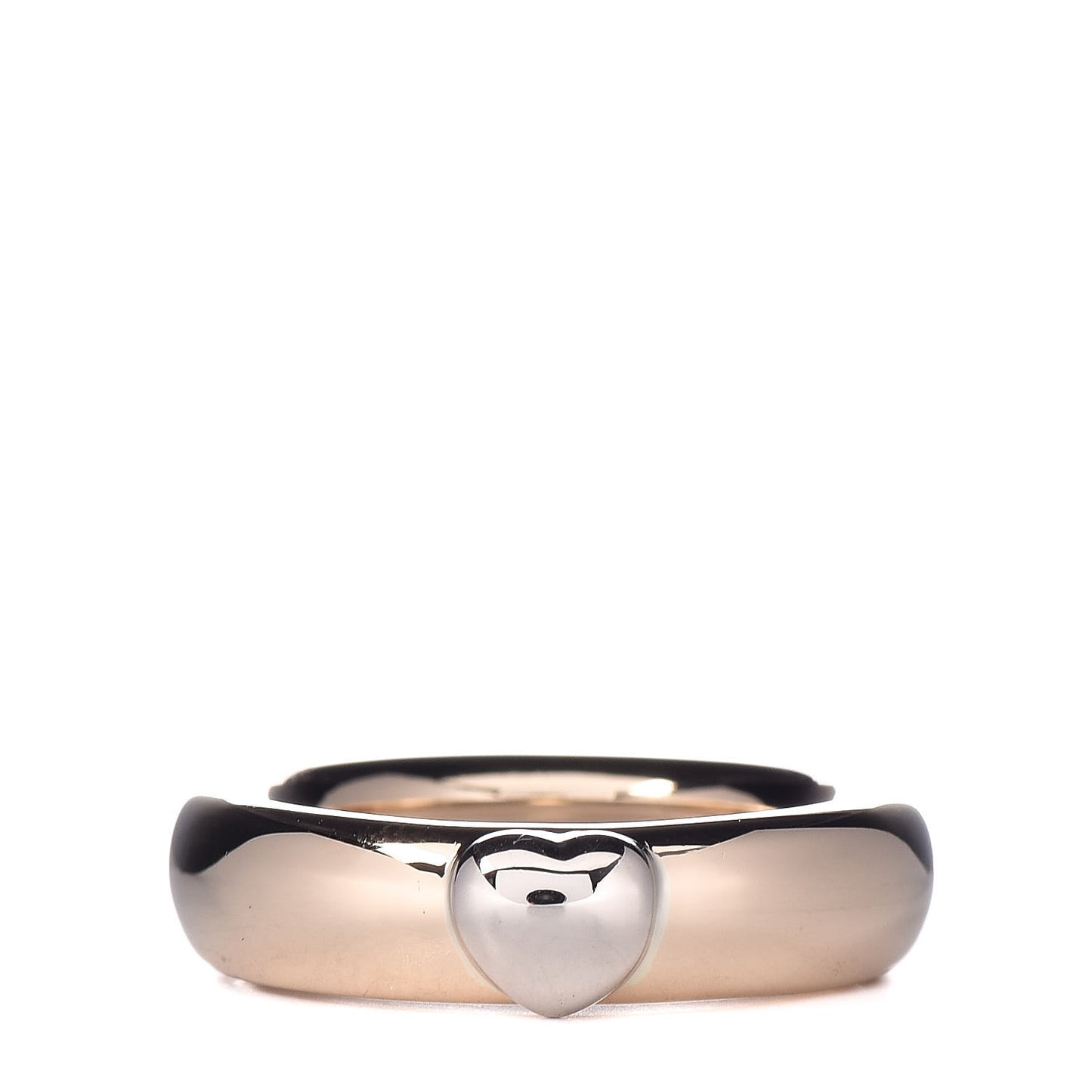 18K Yellow White Gold Heart Band Ring 48 4.5