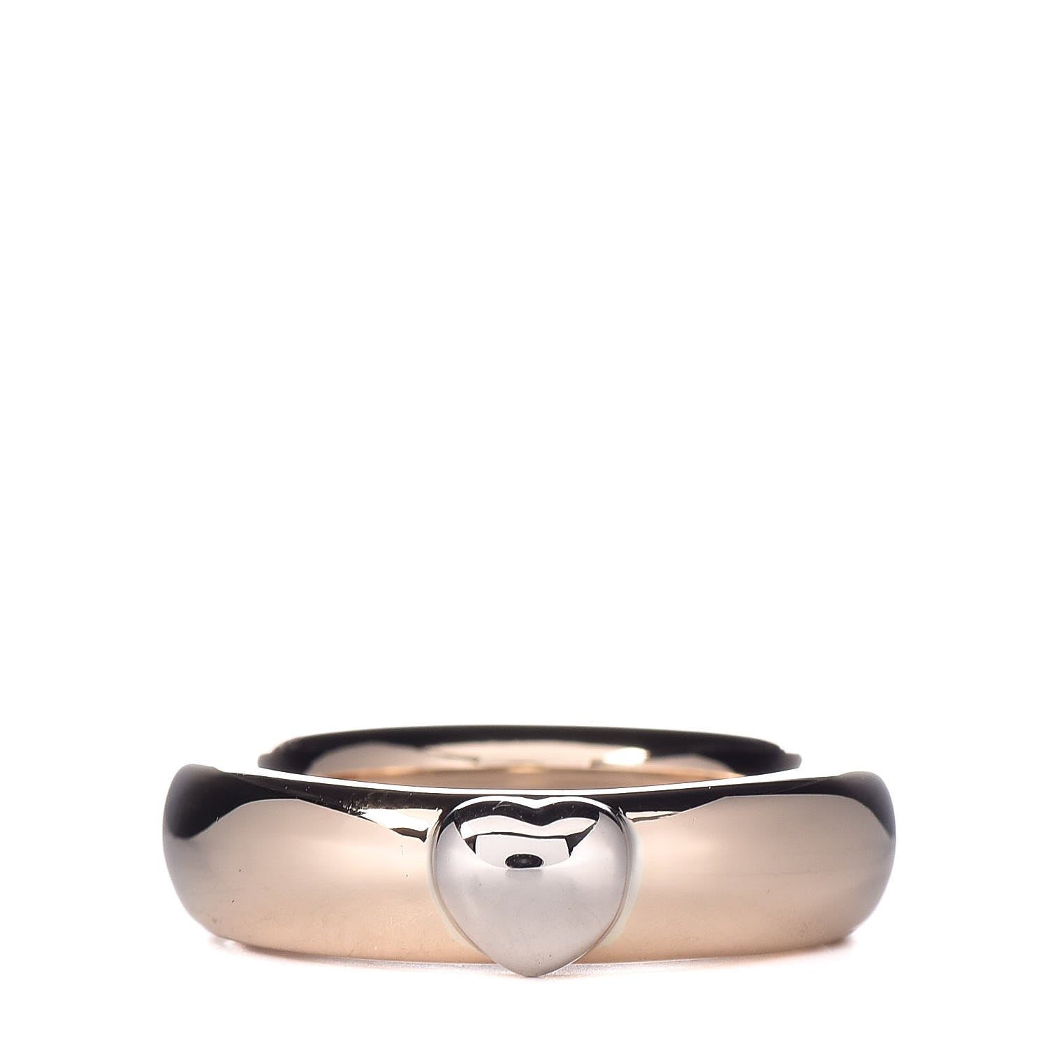 Tiffany 18K Yellow White Gold Heart Band Ring 48 4.5 1 of 6