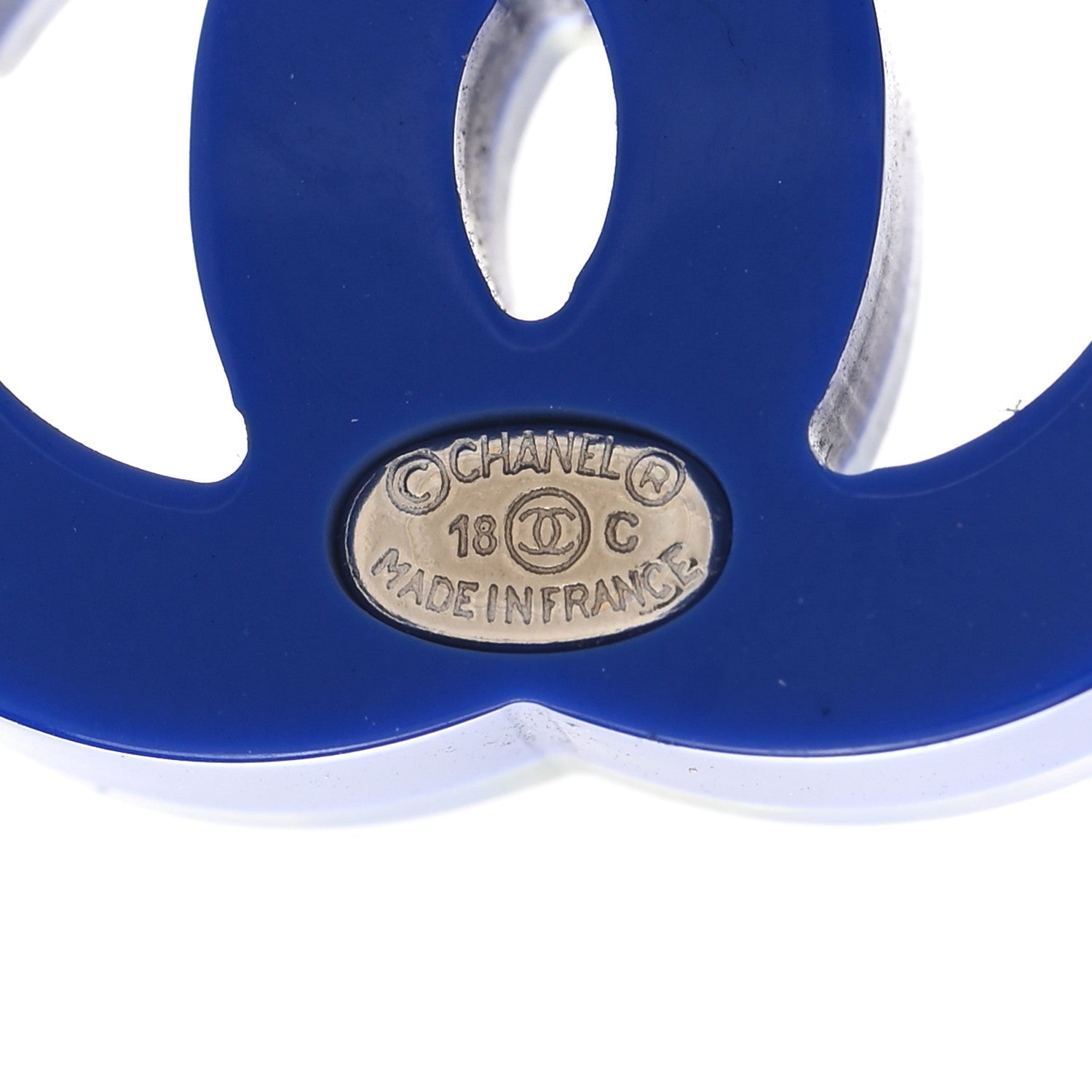 Chanel Glitter Resin CC Earrings Green Blue 4 of 4