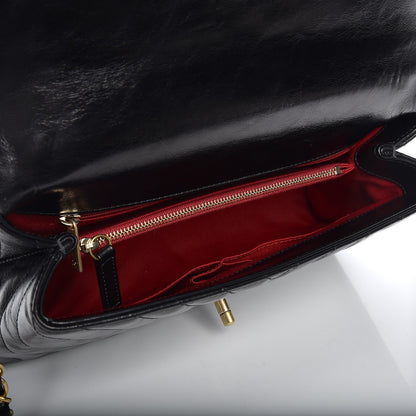 Chanel Calfskin Chevron Quilted Coco Handle Flap Black 6 of 8