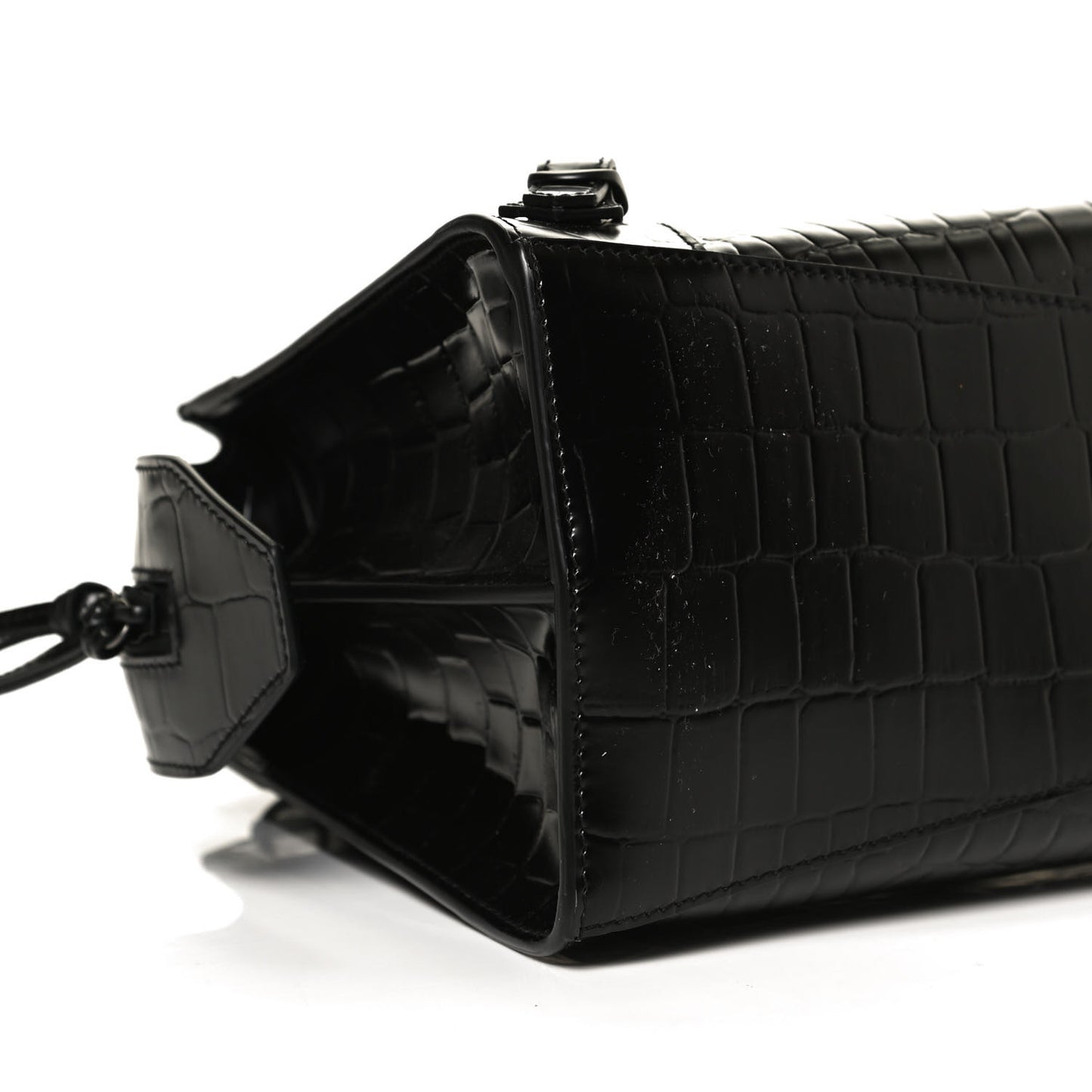 Semi Shiny Calfskin Crocodile Embossed Neo Classic Black Hardware S City Black