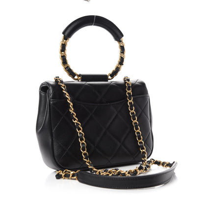Chanel Lambskin Quilted Small Circular Handle Bag Black 3 of 11