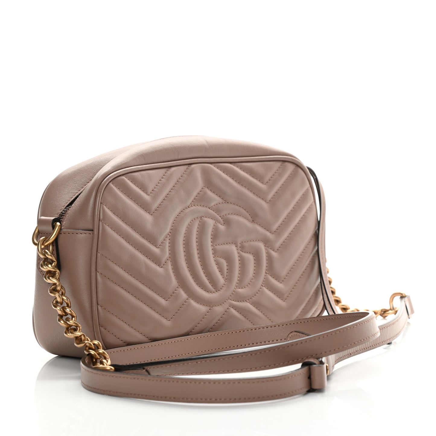 Calfskin Matelasse Small GG Marmont Chain Shoulder Bag Porcelain Rose