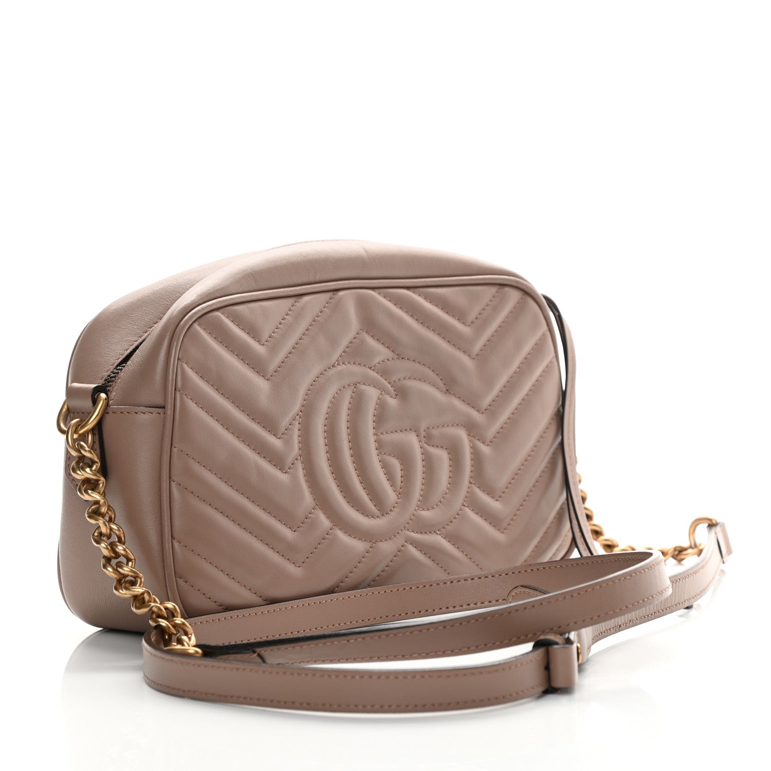 Gucci Calfskin Matelasse Small GG Marmont Chain Shoulder Bag Porcelain Rose 3 of 12