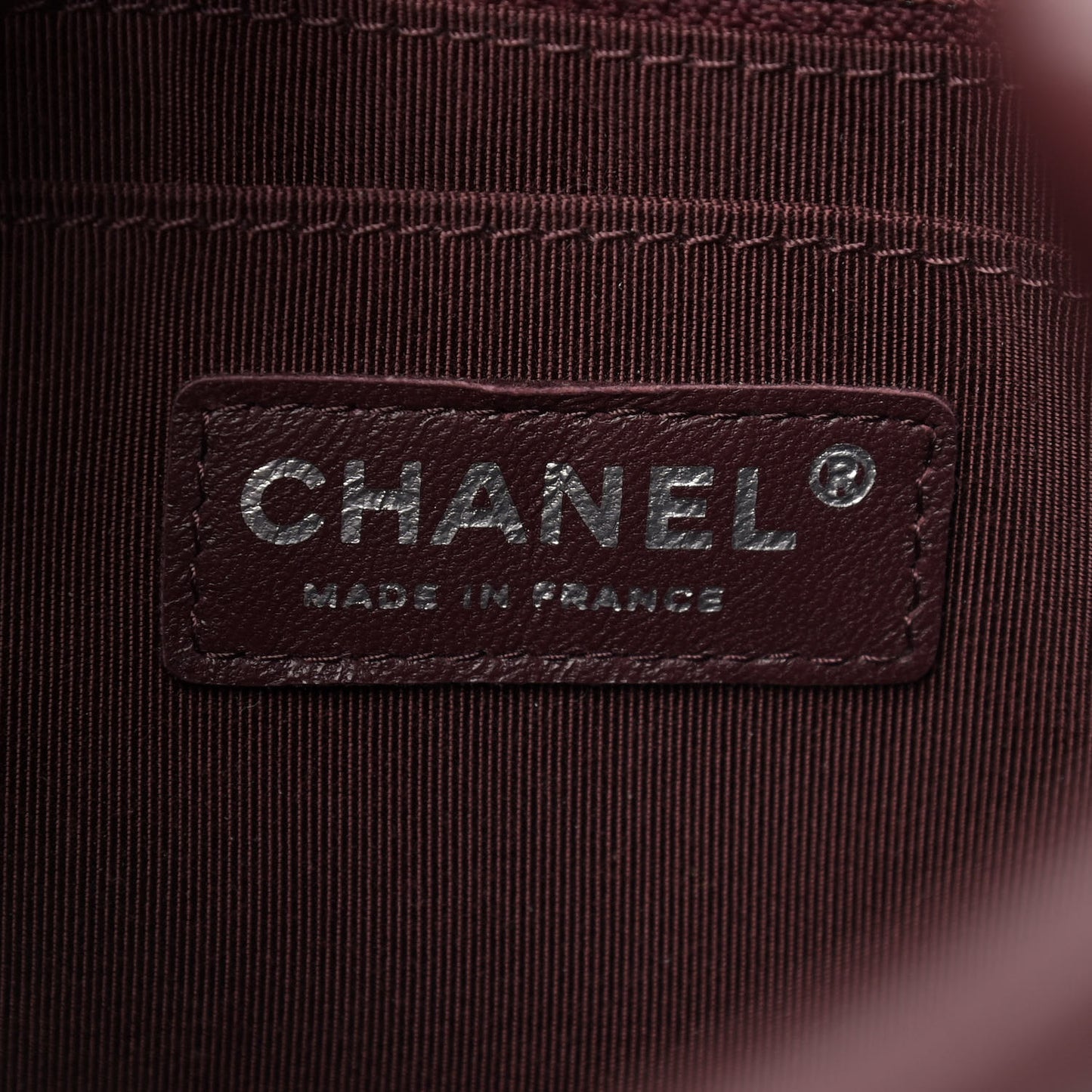 Deerskin Chevron Small CC Chain Bucket Bag Burgundy