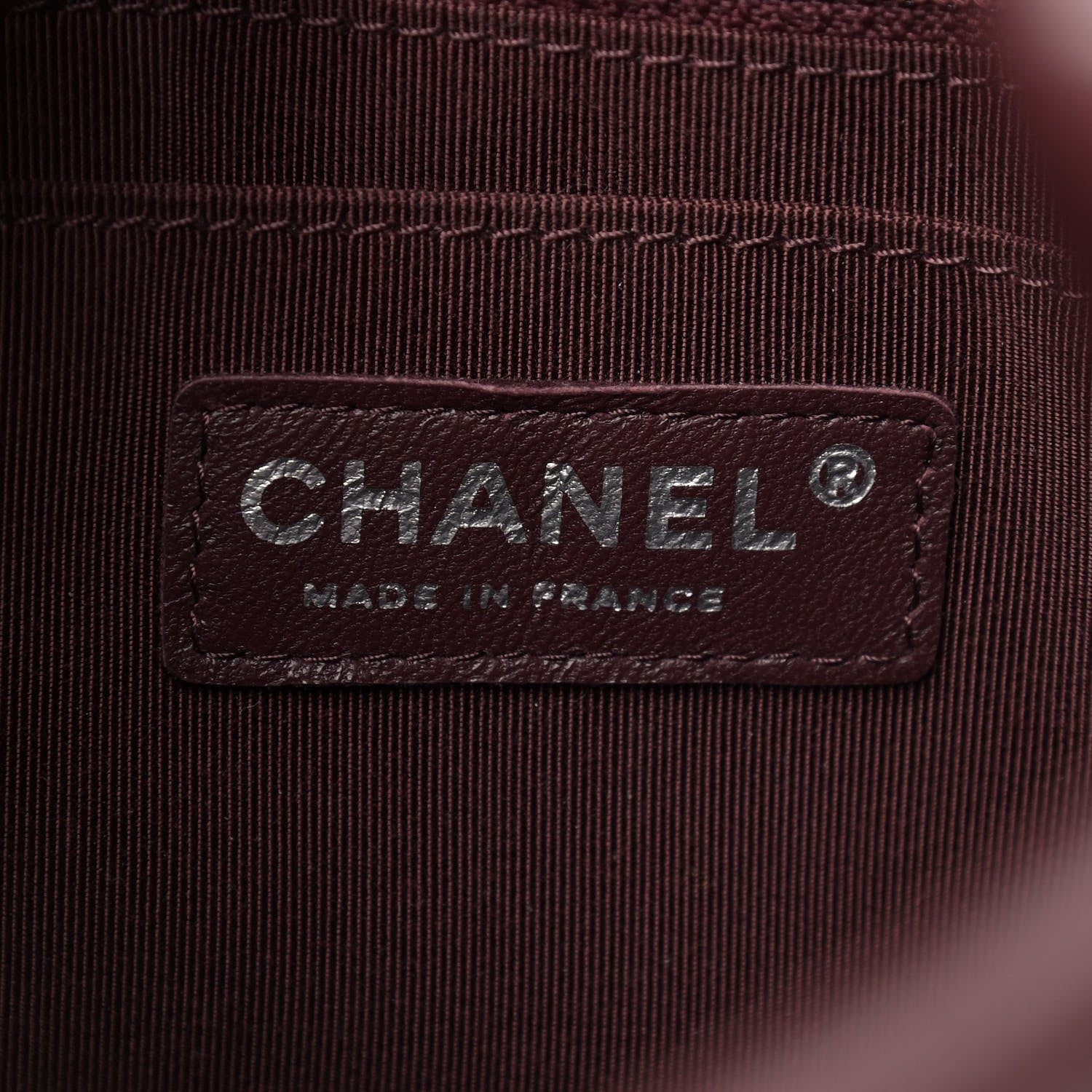 Chanel Deerskin Chevron Small CC Chain Bucket Bag Burgundy 5 of 9