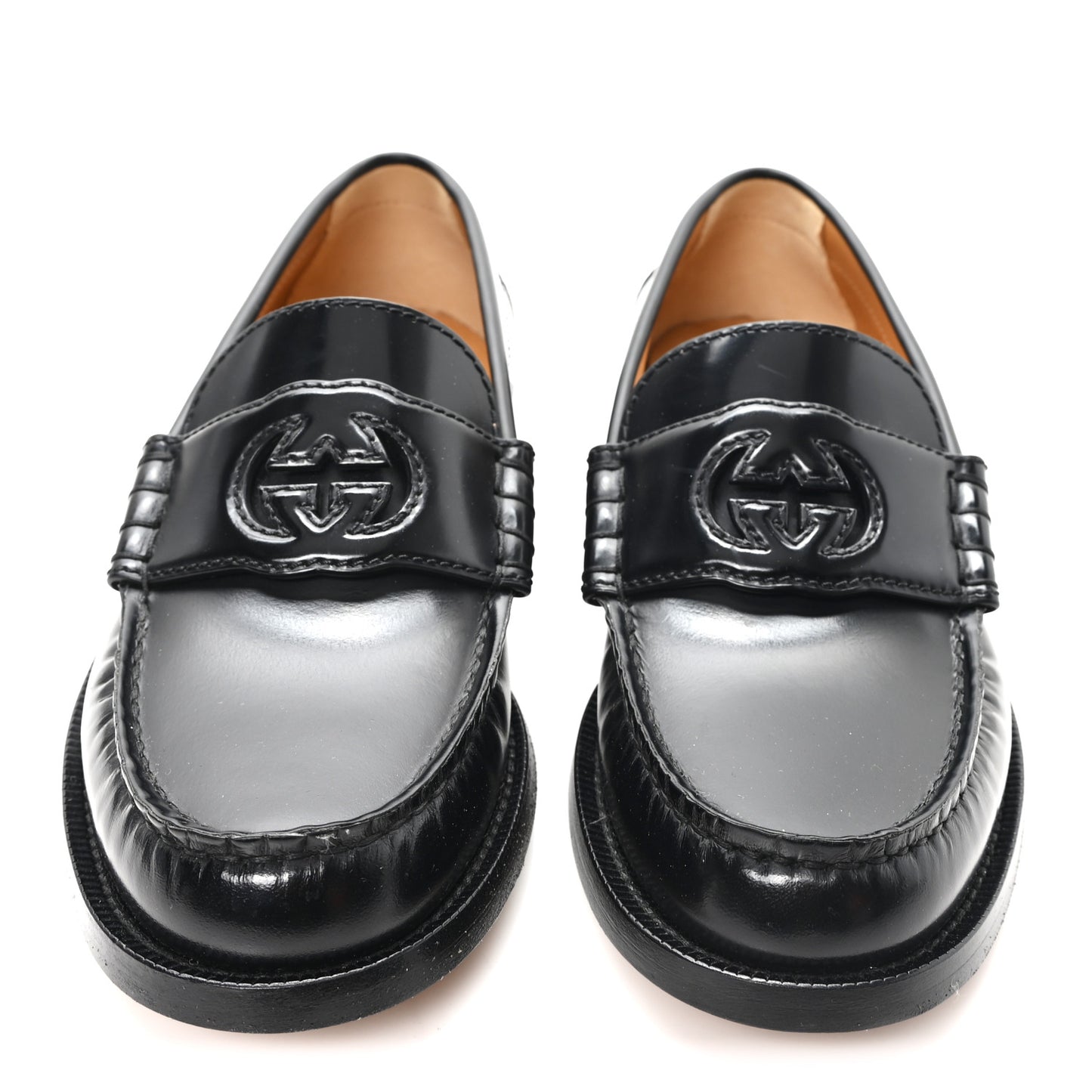 Millennial Ribot Cut Out Interlocking G Loafers 37 Black