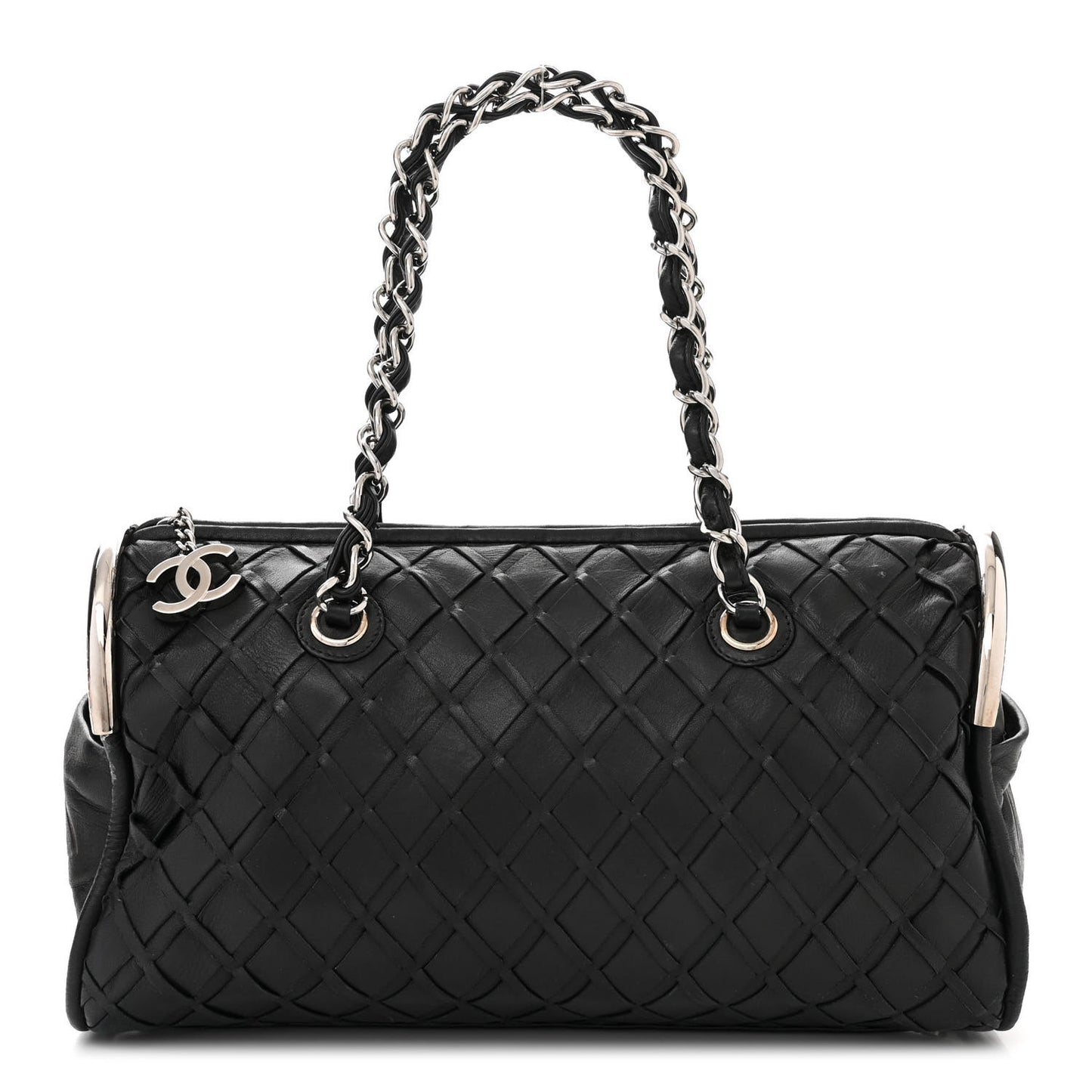 Lambskin Woven Medium Ultimate Soft Sombrero Bag Black