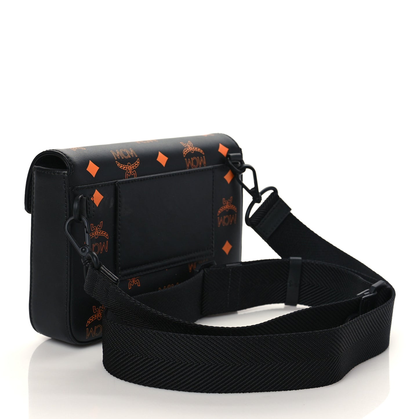 Calfskin Color Splash Logo Crossbody Small Black Orange