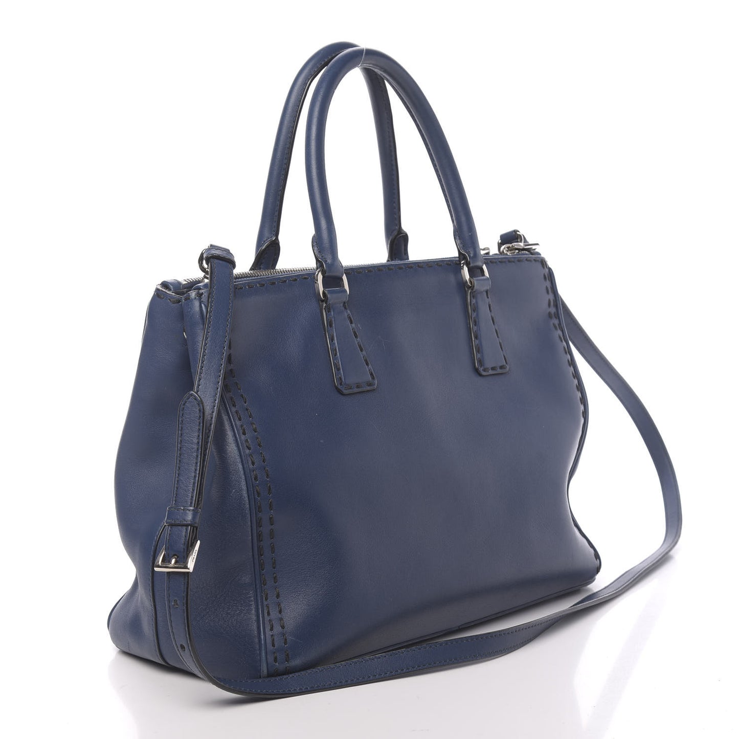 City Calf Hand Stitched Medium Galleria Double Zip Tote Bleuette