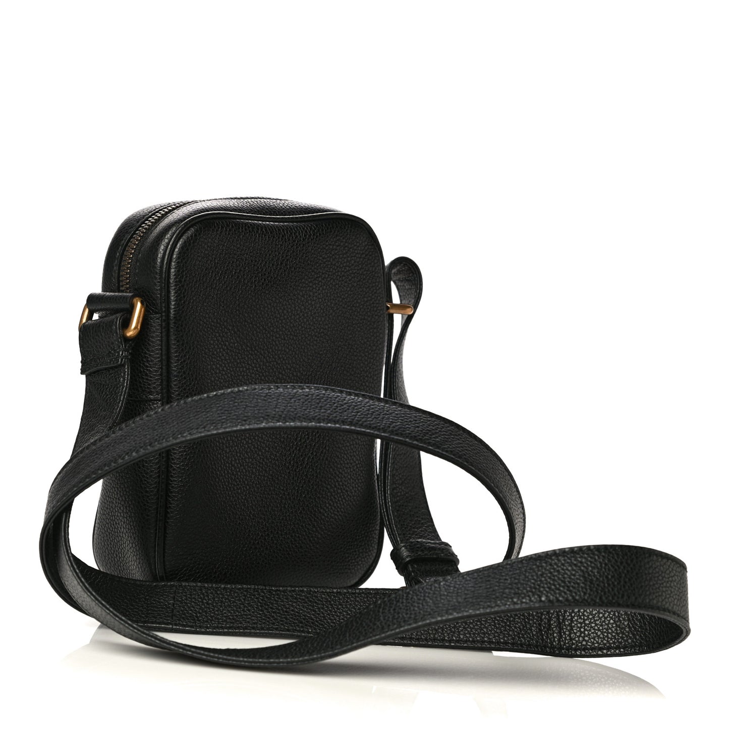 Grained Calfskin Mini Logo Messenger Bag Black