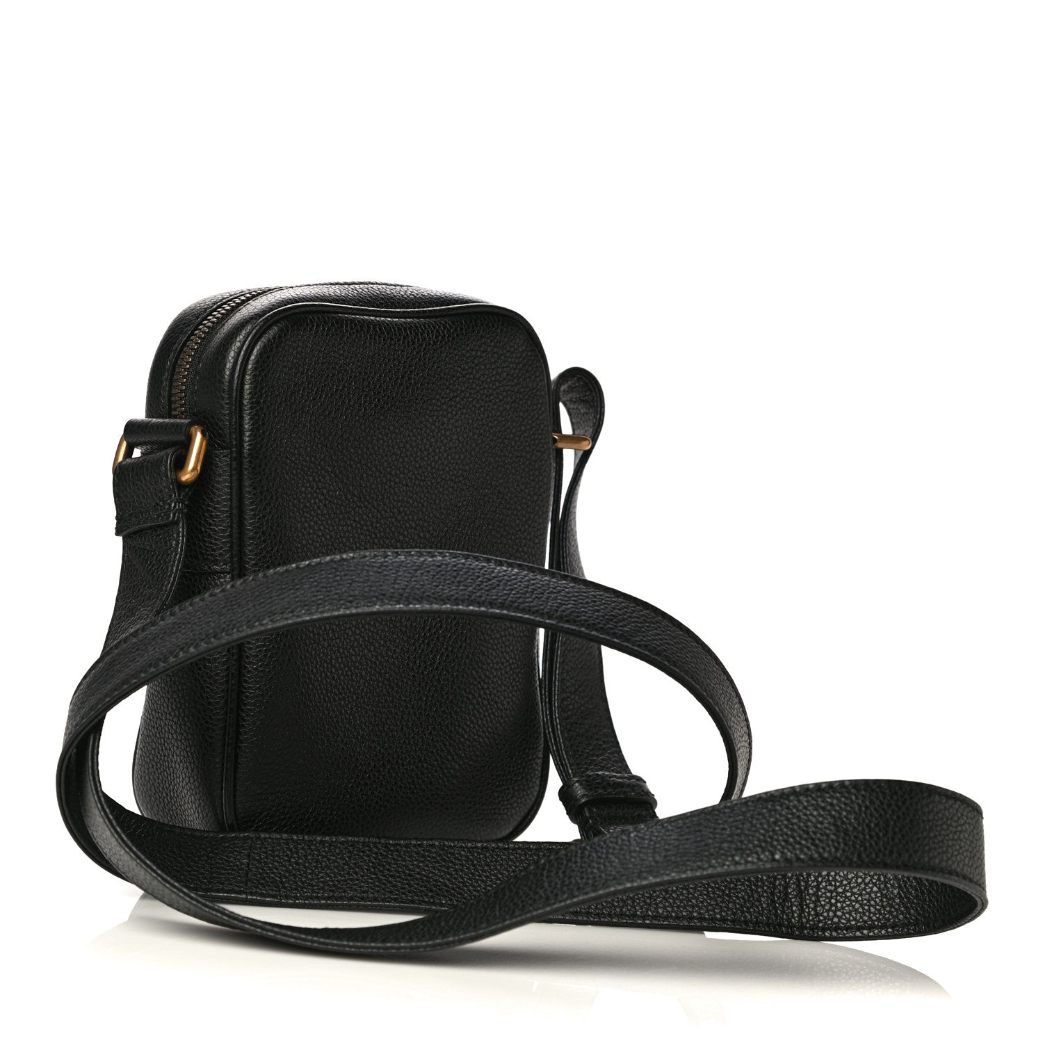 Gucci Grained Calfskin Mini Logo Messenger Bag Black 3 of 13