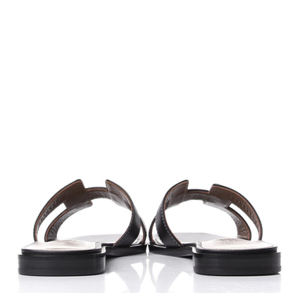 Hermes Box Calfskin Oran Sandals 35.5 Black 6 of 11