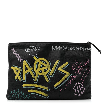 Balenciaga Agneau Arena Graffiti All Over Explorer Pouch Black Multicolor 1 of 7