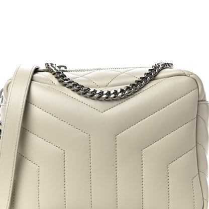 Saint Laurent Calfskin Y Quilted Monogram Small Loulou Bowling Bag Ivory 7 of 9