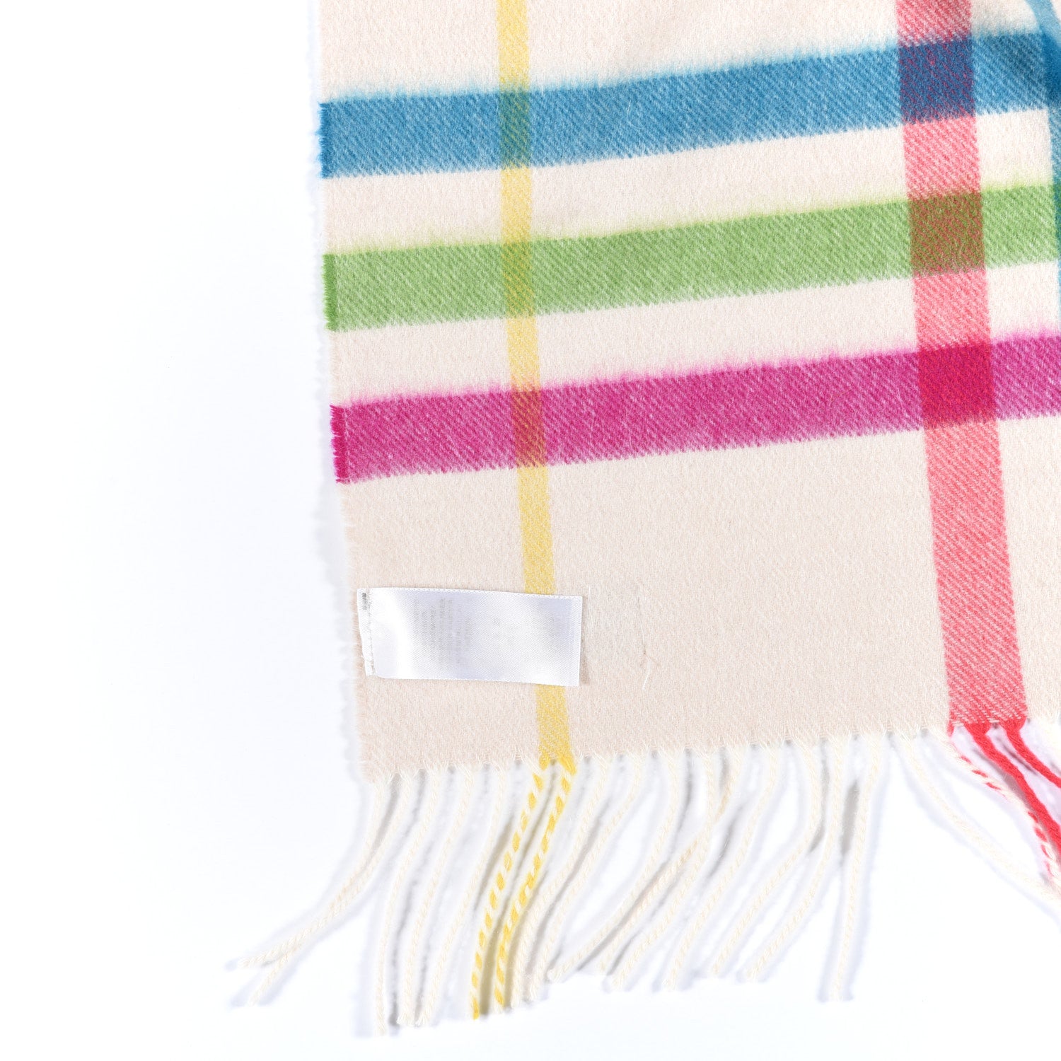 Burberry Cashmere Check Fringe Scarf Ivory Multicolor 3 of 4