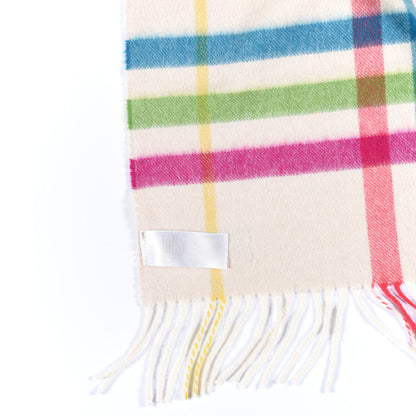 Burberry Cashmere Check Fringe Scarf Ivory Multicolor 3 of 4