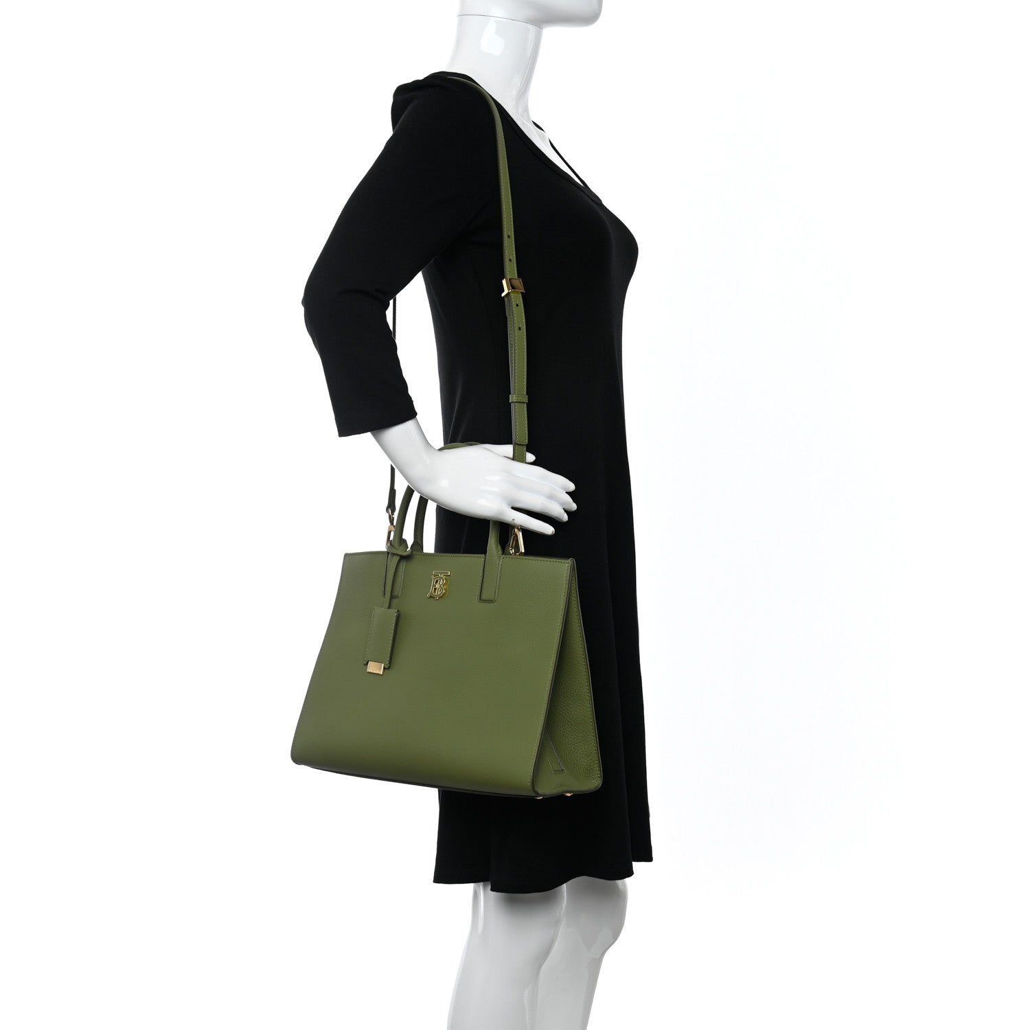Burberry Grained Calfskin Small Frances Tote Spruce Green 2 of 9