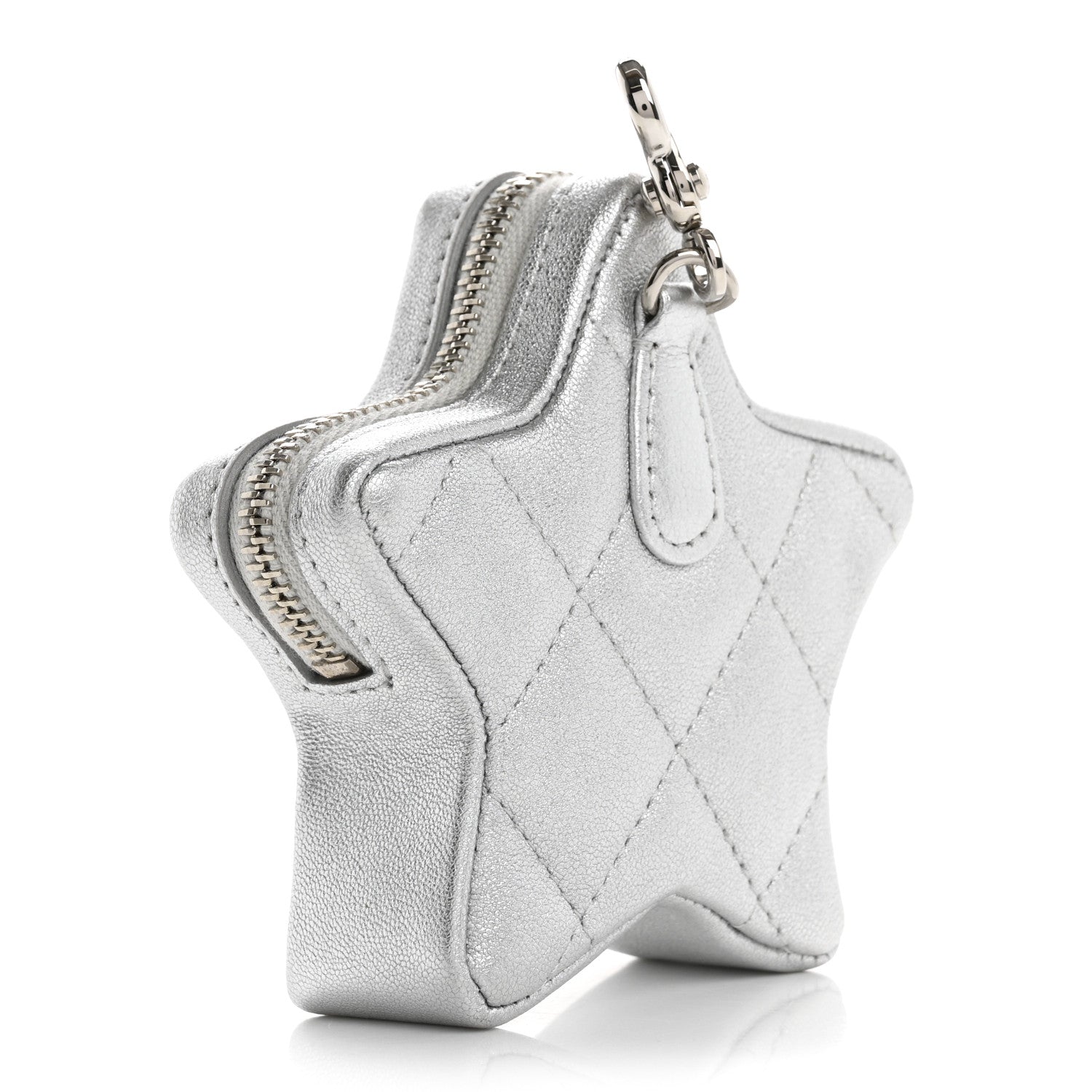 Chanel Metallic Lambskin Walk Of Fame Star Clip On Coin Purse Silver 3 of 7