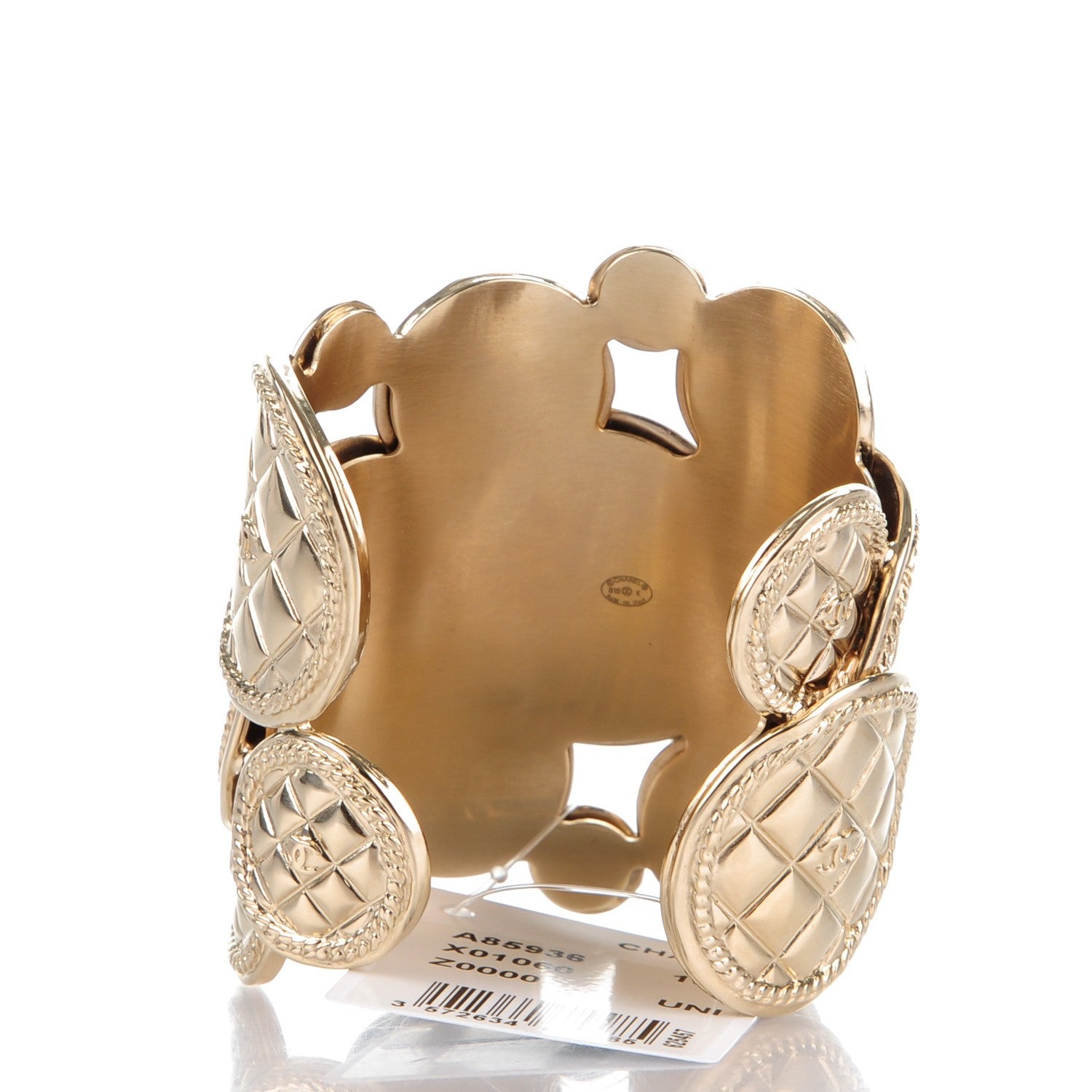 Chanel Quilted Metal CC Cuff Gold 3 of 5