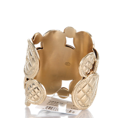 Chanel Quilted Metal CC Cuff Gold 3 of 5