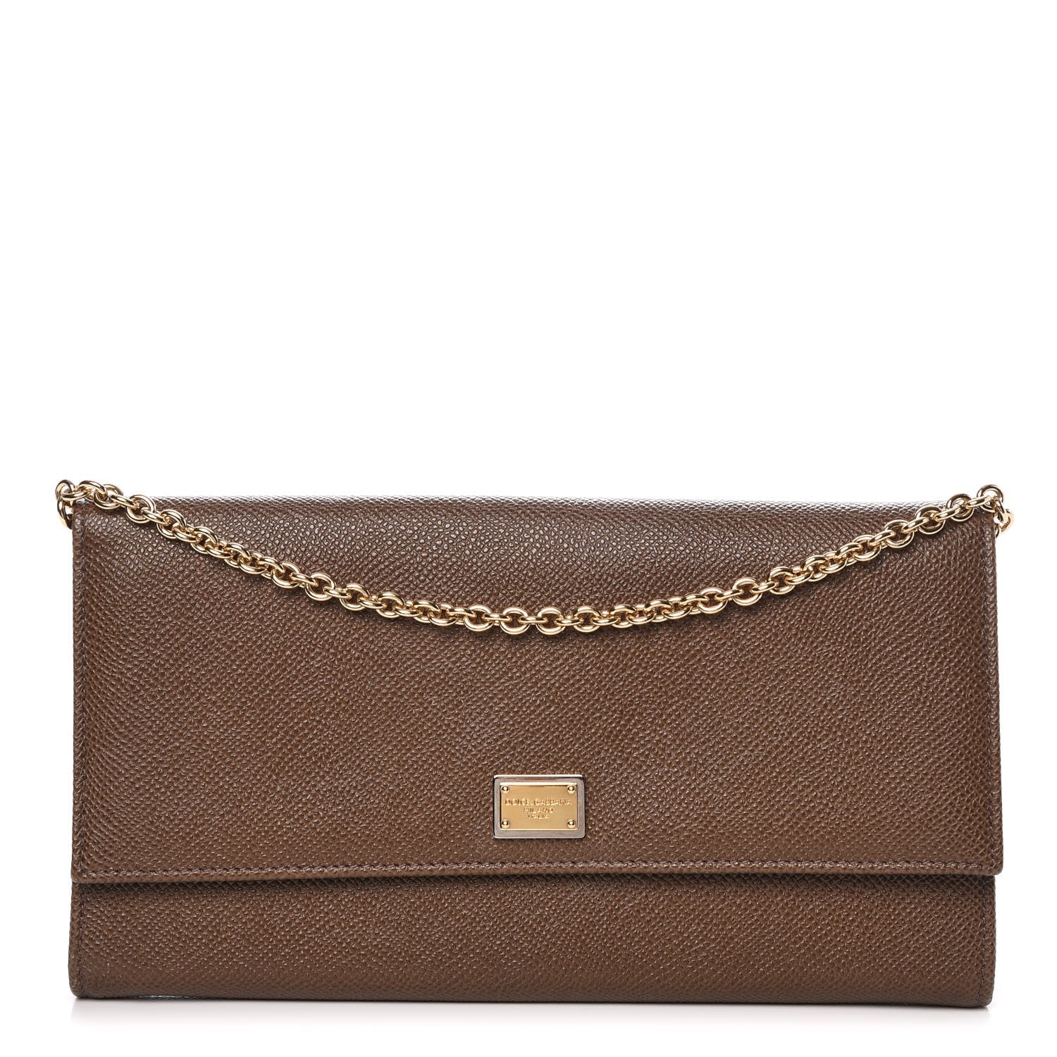 Dolce & Gabbana Dauphine Chain Flap Clutch Brown 1 of 12